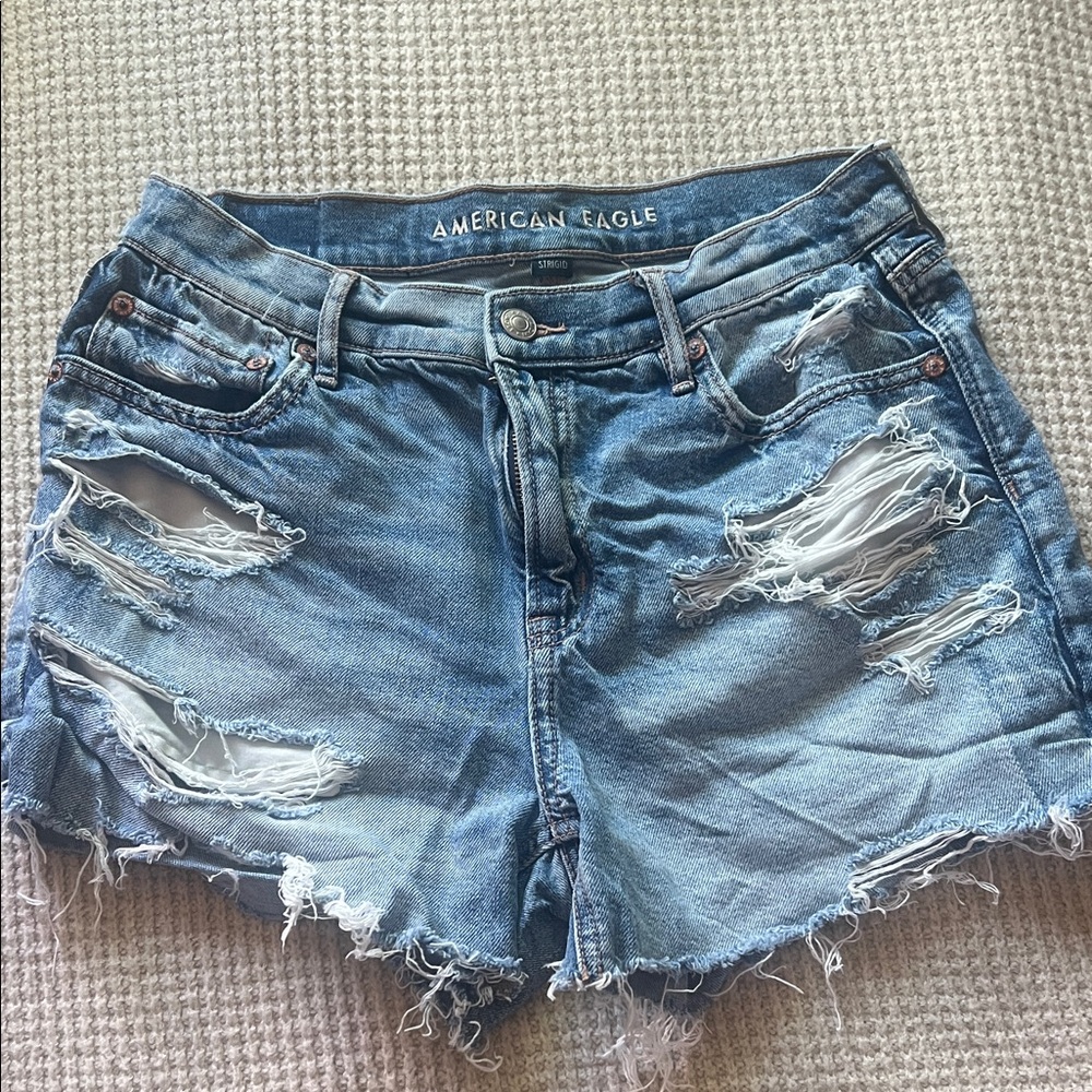 American Eagle Outfitters Distressed Light Blue Denim Cutoff Shorts